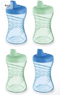 NUK Fun Grips Hard Spout Sippy Cup, 10oz, 4 Pack, Blue/Green