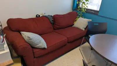 Large Comfy Red Fabric Couch, View more
