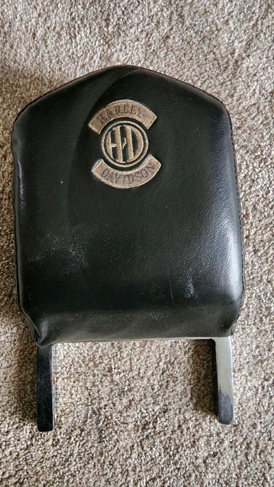 Black Harley Davidson backrest with embroidered name and symbol 12 inches x 7 inches Pick up only En...