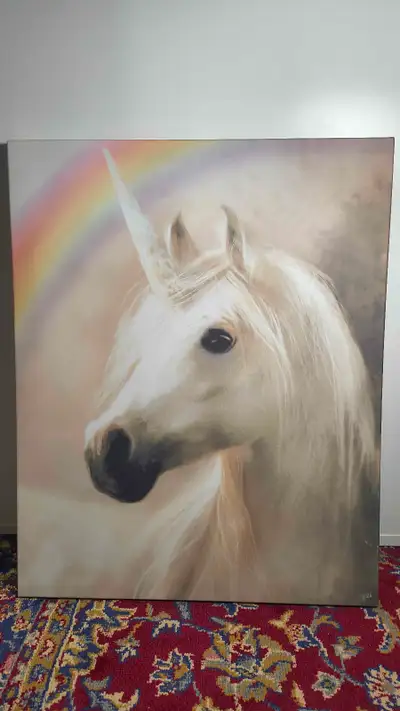 40cm x 50cm. Canvas unicorn picture to hang on a wall and decorate your room. Originally from IKEA b...