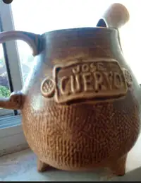 1975 Footed JOSE CUERVO Tequilla Pottery Jug Pitcher by Heublein