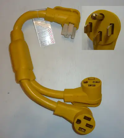 Power splitter cord for RVs, generators, perhaps EV charging. 50 amps. NEMA 14-50R and 14-50P. About...