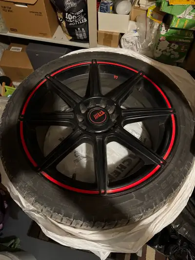 18”Alloy Wheels: Motegi MR142 18x8 Black/ Red Alloy Wheels Multi-bolt pattern: 5x100/ 5x114.3 Tires:...
