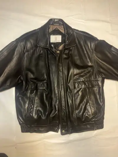 Vintage Rare LONDON FOG Black Leather Bomber Jacket Men's size M, View more