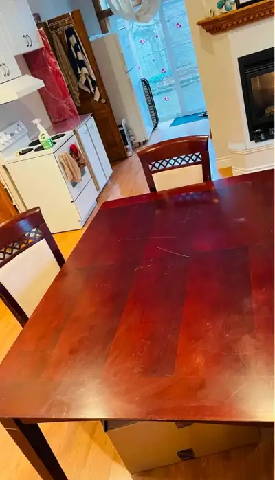 Dining Table with Chairs - Dark Wood, View more