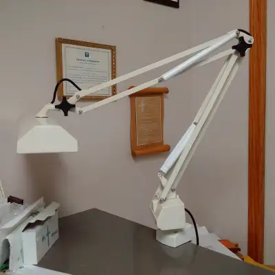 Vintage adjustable desk lamp with clamp mount, View more