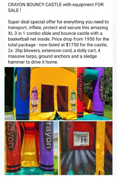 XL 16x20' Crayon Bounce and slide combo 3 in 1, View more
