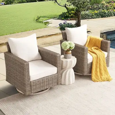 2-Piece Wicker Swivel Outdoor Rocking Chairs, View more