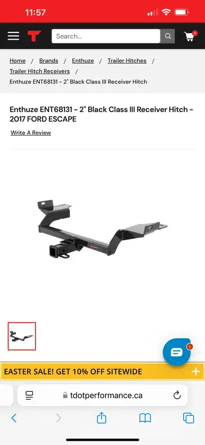Trailer hitch for Ford Escape fits 2013-2017. New never installed comes with bolt kit and instructio...