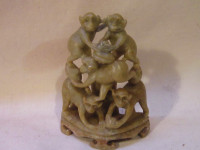 Carved Stone ~ Monkeys ~ Oriental Style