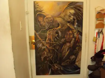 OIL PAINTING ON CANVAS - WARRIOR - ARTIST IRENE LEACH, View more