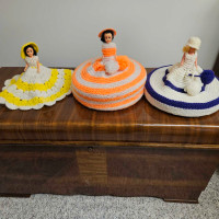 Set of 3 Vintage 1970s Handmade Crocheted Dolls