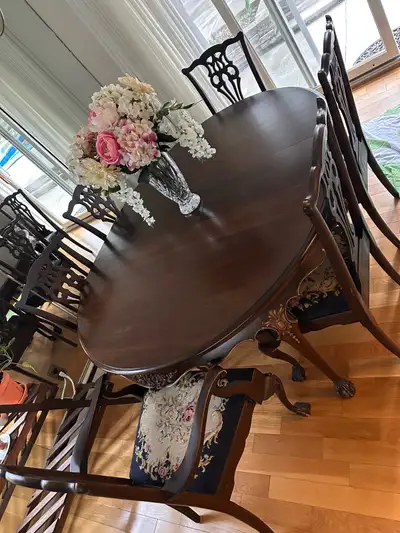 Antique Dining Sideboard, Table and Chairs, View more