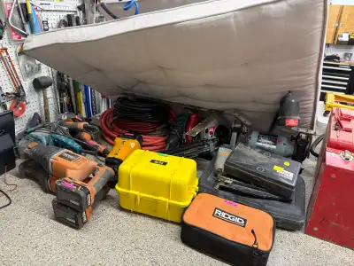 Household items, construction tools , and equipment, hunting, fishing & camping gear. Sale held in b...