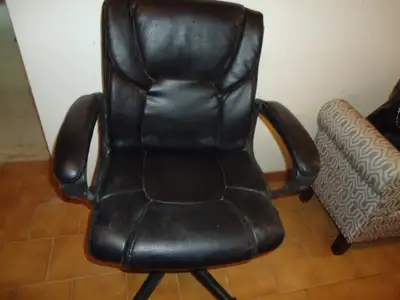 **LEATHER OFFICE CHAIR - BLACK**, View more