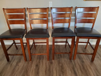 4 wood kitchen counter/bar chairs
