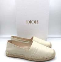 Christian Dior Granville Espadrilles Off-White Embossed Leather 