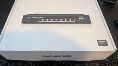 Used Ubiquiti UISP EdgeSwitch 8 PoE https://techspecs.ui.com/uisp/wired/es-8-150w?s=ca