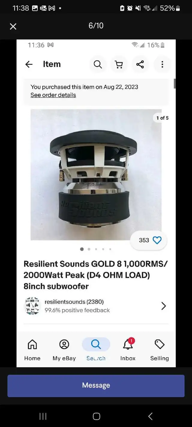 Resilient sounds 8in 1000rms sub 63826837782531124