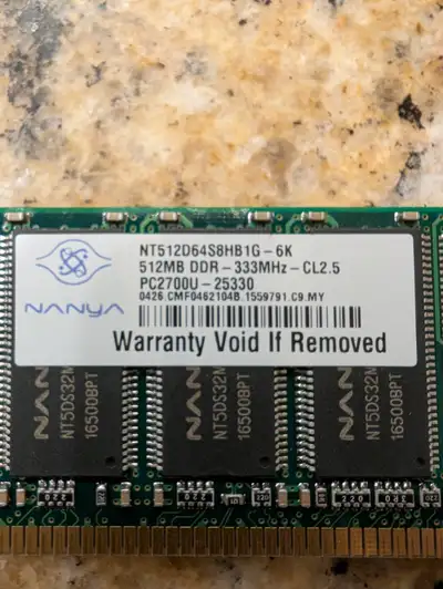 3 RAM Chips for older computer. $10 each. Call or text 4033183426. Red Deer.