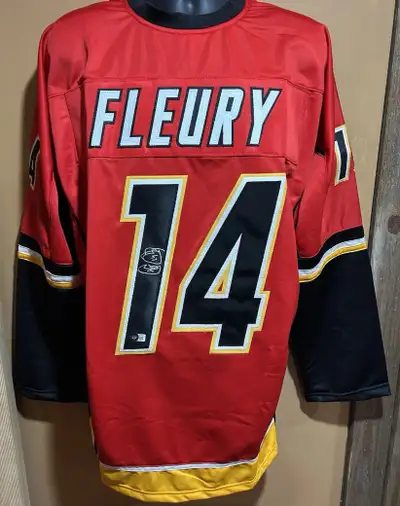 Theo Fleury Autographed Custom Jersey with Beckett COA, View more