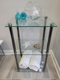 THREE GLASS SHELVING UNIT