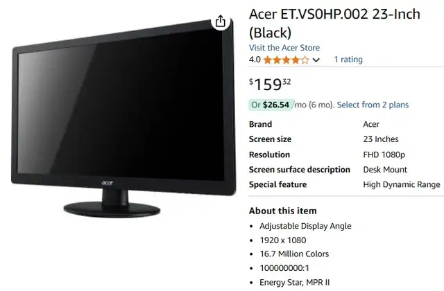 Monitor Acer 23''  * * * * Almost new in Monitors in Gatineau - Image 2