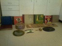 Records vintage, antique, shellac/wax/ vinyl + accessories pkg