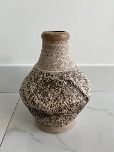 Handmade Earthy 12" Tall Textured Brown Vase, View more