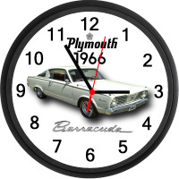 1966 Plymouth Barracuda (WHITE) Custom Wall Clock - Brand New