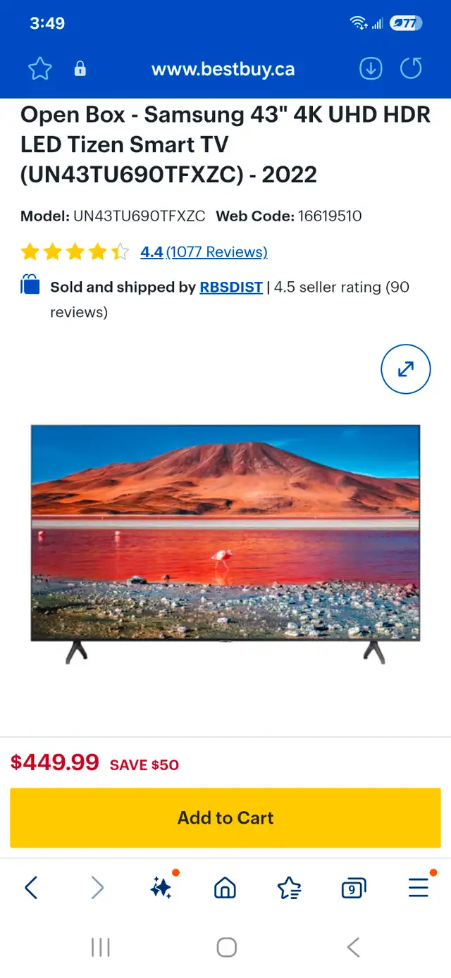 2022 - SAMSUNG 43" CRYSTAL UHD SMART TV in TVs in Markham / York Region - Image 2