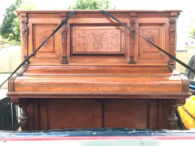 FREE PIANO 1890s LARGE WOODEN UPRIGHT BEAST ORNATE FREE DELIVERY ONLY 135 years old and looking not...