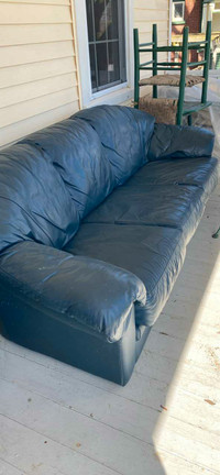 Blue leather couch Port Perry