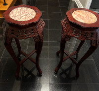 TWO (2) Beautiful, Excellent Condition - Marble Top Plant Stands
