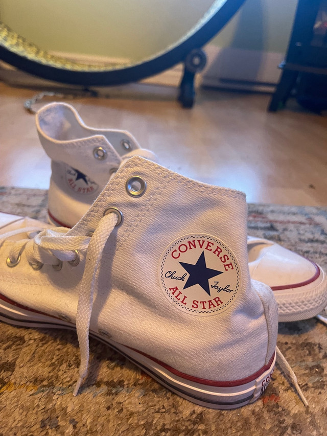 White high rise converse for sale $60 obo in Clothing, Shoes & Accessories in Bedford - Image 2