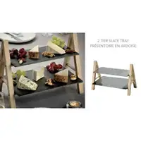 *HALF PRICE* SNACK AND CHEESE 2 TIER SLATE TRAY! ENTERTAINING!