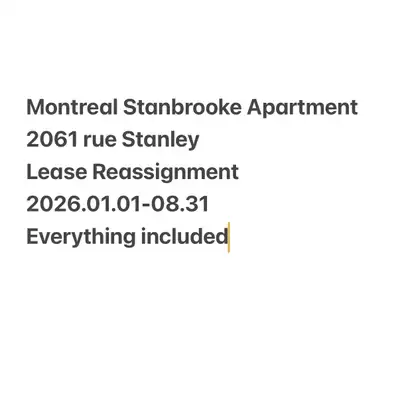 2061 rue Stanley Available Expected from January 2026 (exact date negotiable) Lease takeover via off...