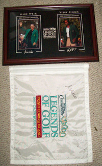Mike Weir/ V J Singh Hand Signed Golf Flag and Picture