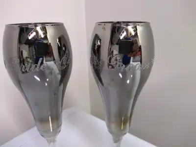 Bride & Groom Champagne Flutes Silver Fade  (Martindale Pick Up), View more