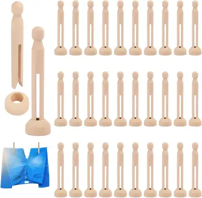 Wooden Clothespins 30 Pieces Durable, Comfortable Grip, View more