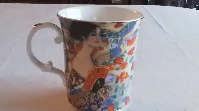 PORCELAIN MUG - GUSTAV KLIMT - WOMAN WITH FAN -, View more