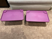 2 Foldable Purple Bed Trays - 22" Long x 14" Deep x 10" High