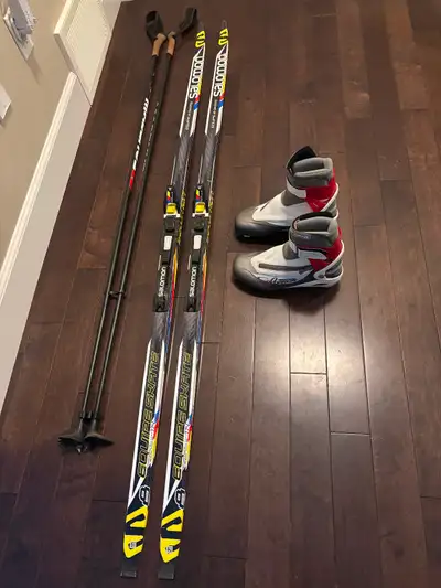 Salomon Cross country skis, boots(USA7) & poles set, View more