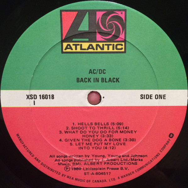 Back in Black 1980 7th LP record album by AC/DC vinyl in CDs, DVDs & Blu-ray in Markham / York Region - Image 3