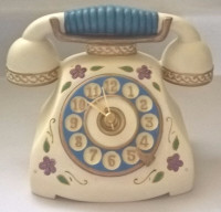 Vintage Ceramic Floral Home Desk Retro Telephone Clock