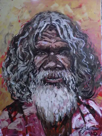 G. SIMARD ACRYL/TOILE, 40''x30'', SÉRIE GENS DU MONDE, TABLEAU, View more