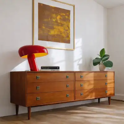 60 L x 18 L x 27 H Collectible Authentic Vintage • Delivery possible • Livraison possible • teak tec...