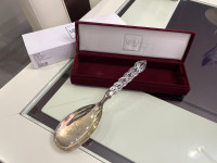 Mikasa Brand Vintage Crystal Handle Silver Plated Serving Spoon!
