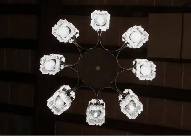 CHANDELIER BY GAETANO SCIOLARI IN GLASS AND CHROME in Indoor Lighting & Fans in City of Toronto - Image 5