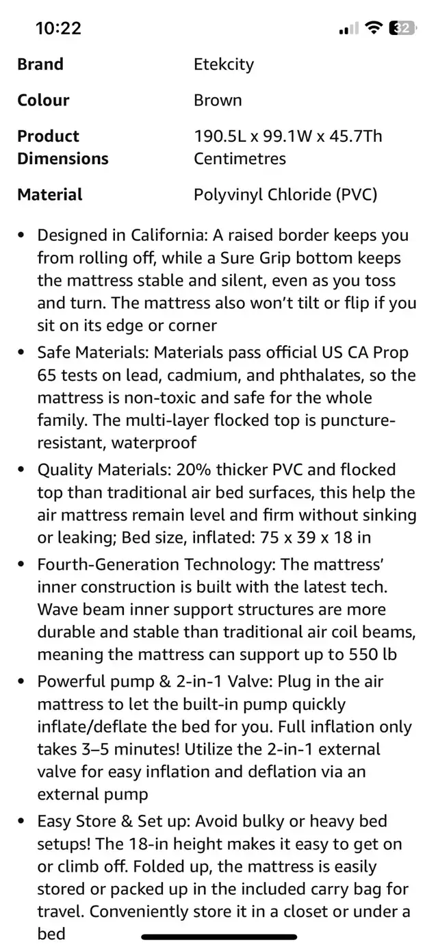 Air Mattress in Bedding in City of Toronto - Image 3